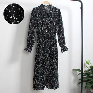 Red Chiffon Shirt Polka Dot Dress 2019 Autumn Dress Women Long Sleeve Vestidos Midi Casual Office Vintage Dresses Female Floral
