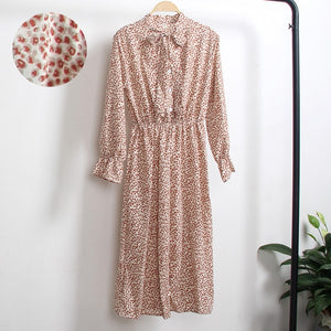 Red Chiffon Shirt Polka Dot Dress 2019 Autumn Dress Women Long Sleeve Vestidos Midi Casual Office Vintage Dresses Female Floral