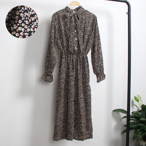 Red Chiffon Shirt Polka Dot Dress 2019 Autumn Dress Women Long Sleeve Vestidos Midi Casual Office Vintage Dresses Female Floral